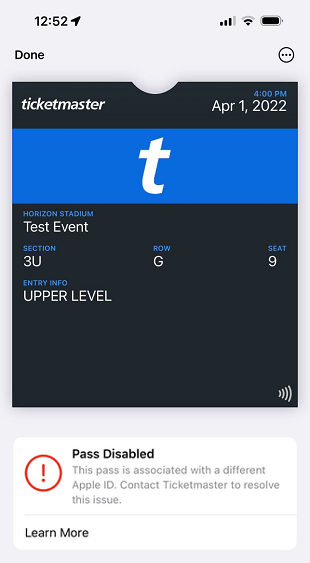 why can t i add my ticketek ticket to my apple wallet